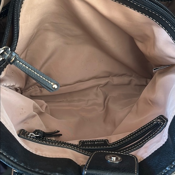 Nine West Black Signature Logo Zip-Top Tote Shoulder Bag - Picture 10 of 12